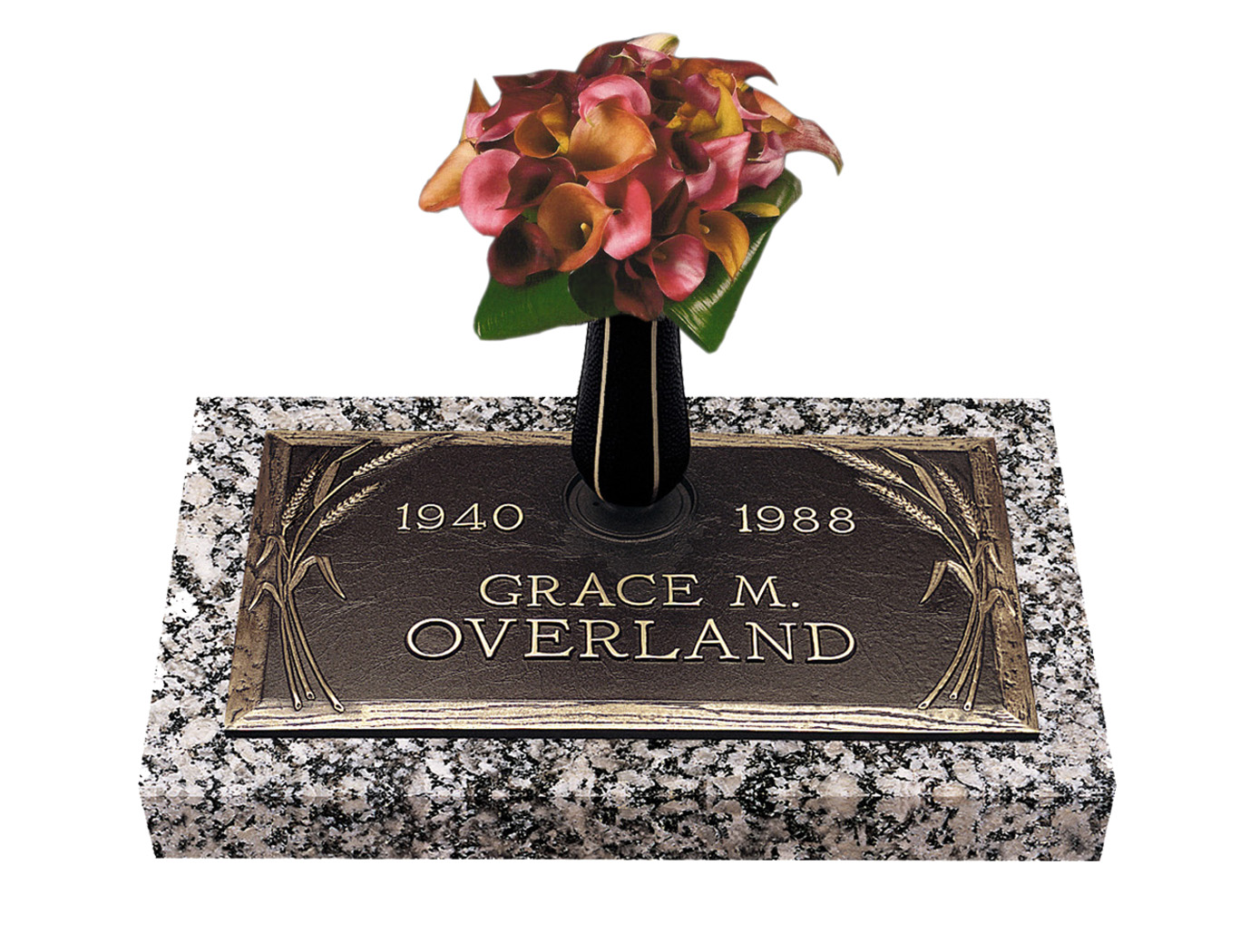 Dynasty Ceres Single Bronze Grave Marker With Vase | Lovemarkers
